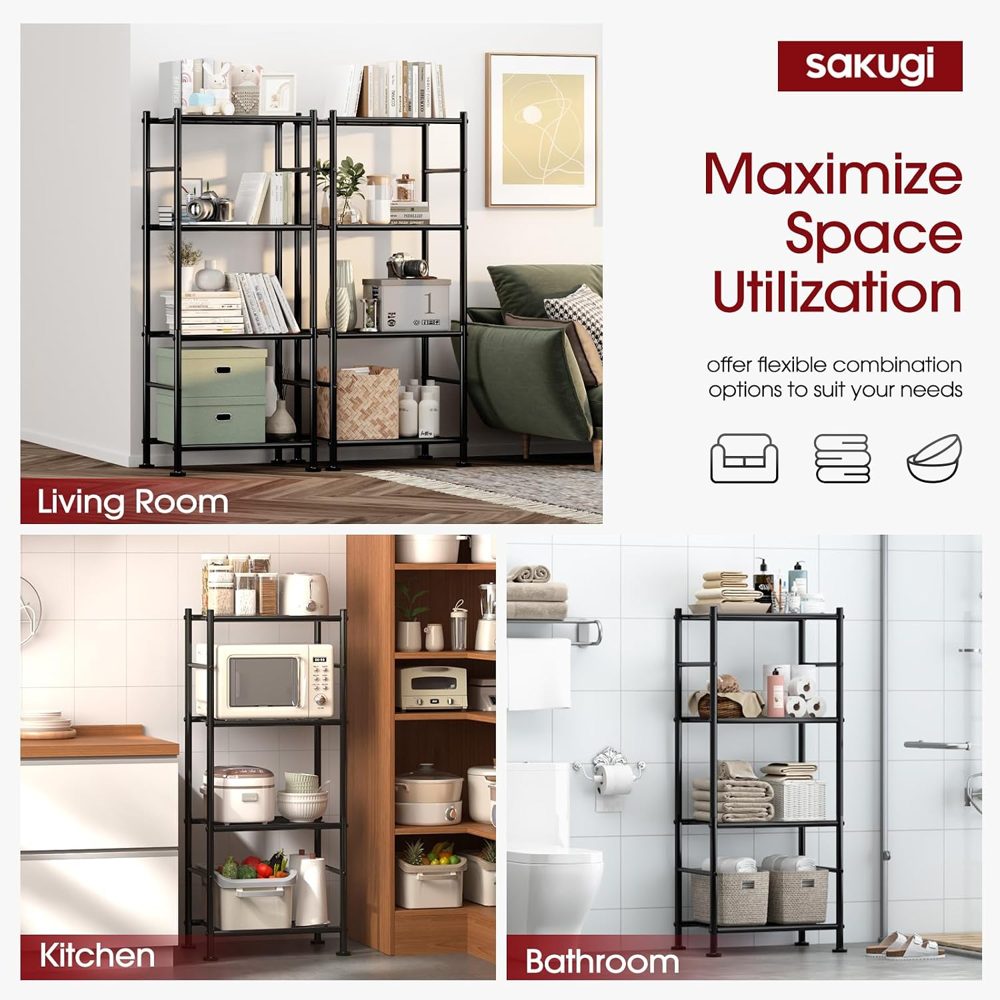 Sakugi 2-Pack 4-Tier Metal Storage Shelves, 18.4"x12.6"44.1" — view 5
