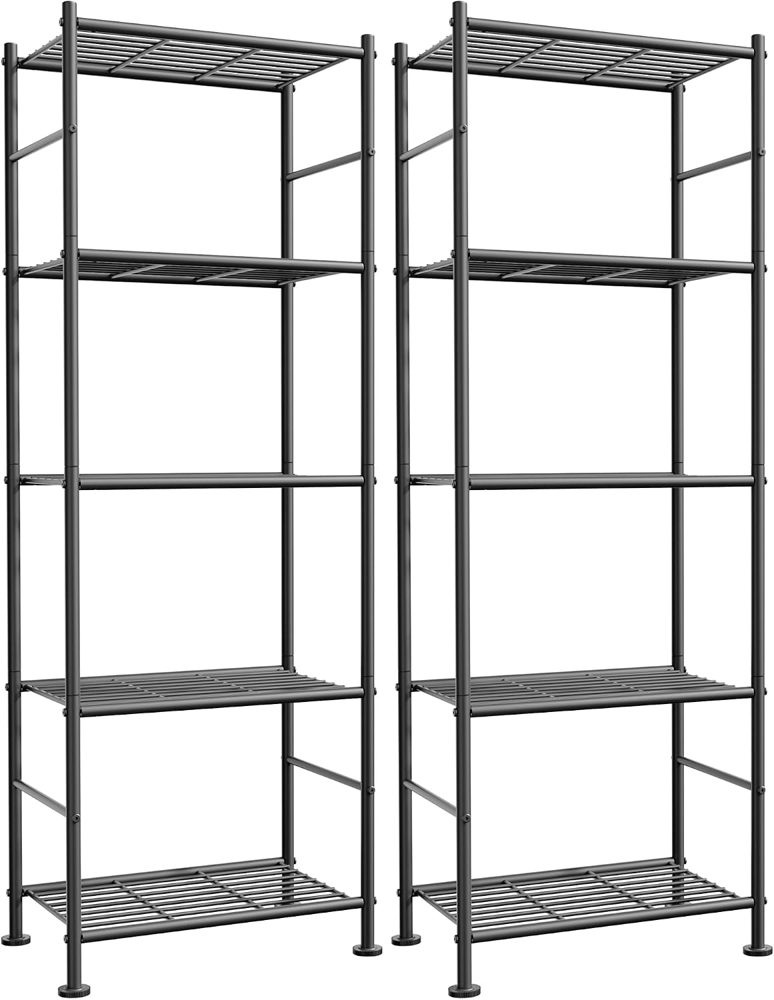 Sakugi 2-Pack 5-Tier Metal Storage Shelves, 18.4"x12.6"x57.4" — view 2