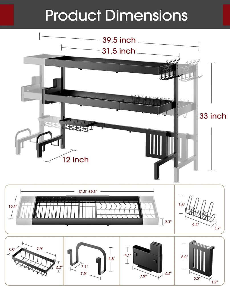 Sakugi 3-Tier Expandable Over-the-Sink Dish Drying Rack — view 5