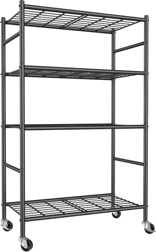 Sakugi 4-Tier Storage Shelves 33.1" x12.6" x58.9" Black with Wheels — view 2