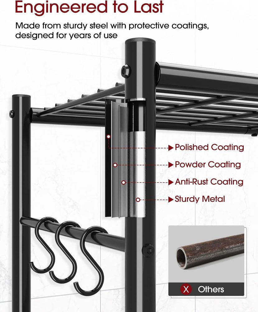 Sakugi 4-Tier Storage Shelves with 6 Hooks, 33.2" x 12.7" x 57.3" — view 5