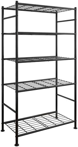 Sakugi 5-Tier Heavy-Duty Storage Shelves, 33" x 12.6" x 72", Black