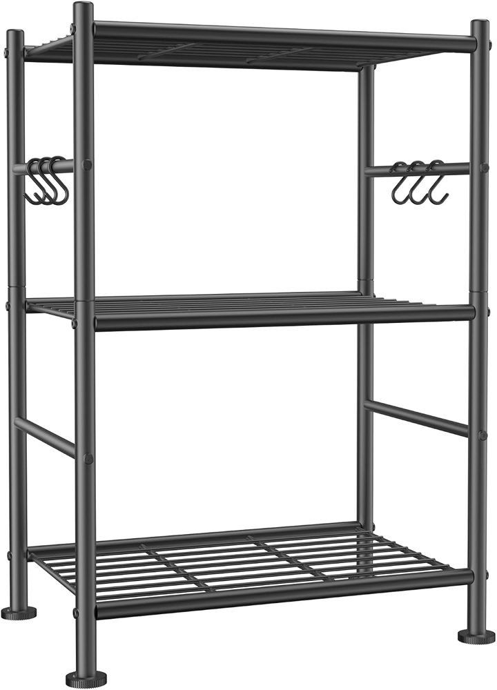 Sakugi 5-Tier Large-Capacity Storage Shelves with Hooks, 23.6" x 13.7" x 59", White — view 5