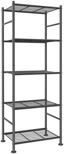 Sakugi 5-Tier Metal Storage Shelves Adjustable Feet, 18"x12"x57"