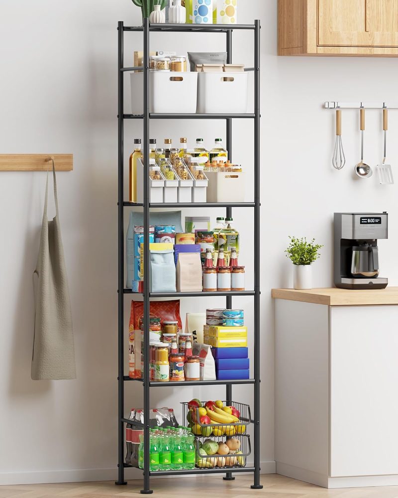 Sakugi 5-Tier Metal Storage Shelves Adjustable Feet, 32"x12"x71" — view 5