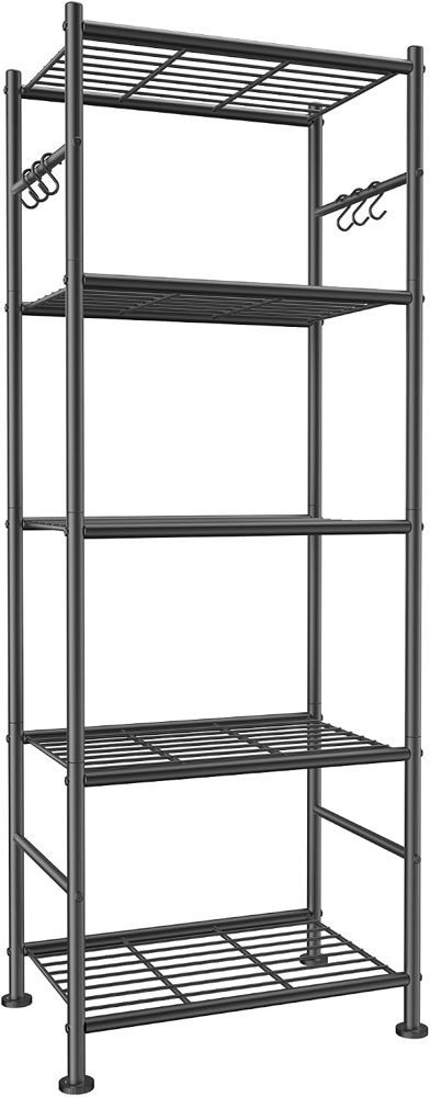 Sakugi 5-Tier Storage Rack Organizer with Hooks, 18.1"×12.4"×56.8" — view 2