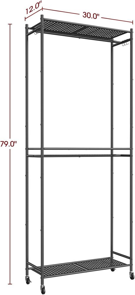 Sakugi Clothes Rack with Pegboard Shelves, 30" x 12" x 79" — view 3