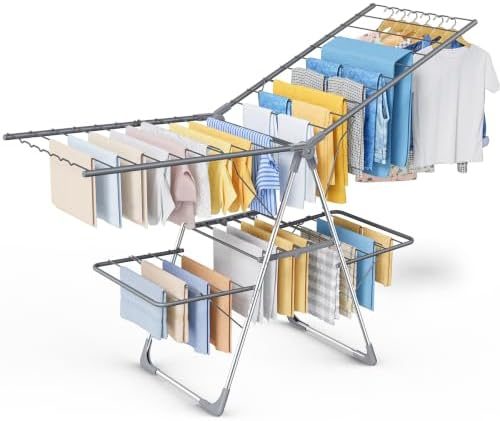 Sakugi Foldable 2-Level Clothes Drying Rack, 70" Adjustable Wings