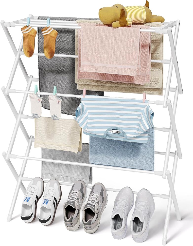 Sakugi Foldable 3-Tier Clothes Drying Rack, 37.4" High — view 2