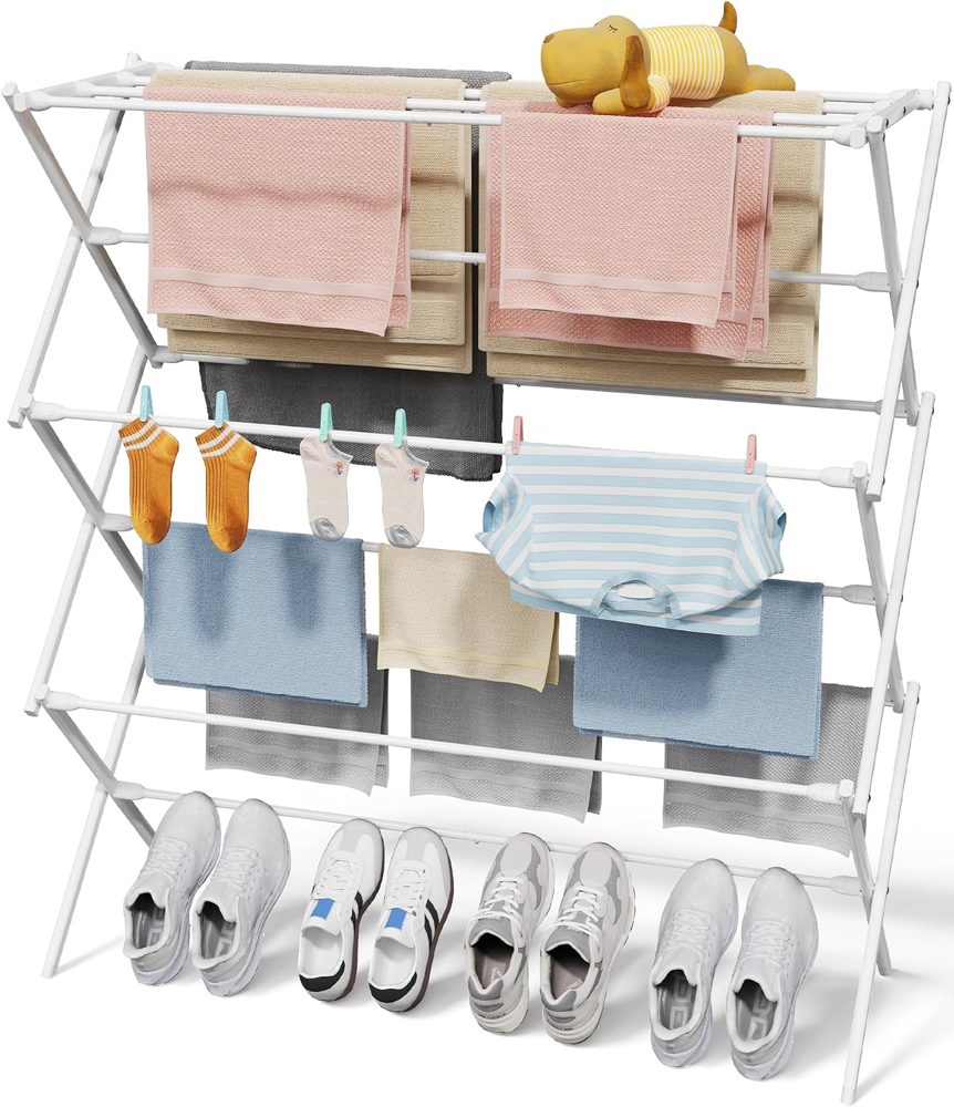 Sakugi Foldable 3-Tier Clothes Drying Rack, 42.1" High — view 2