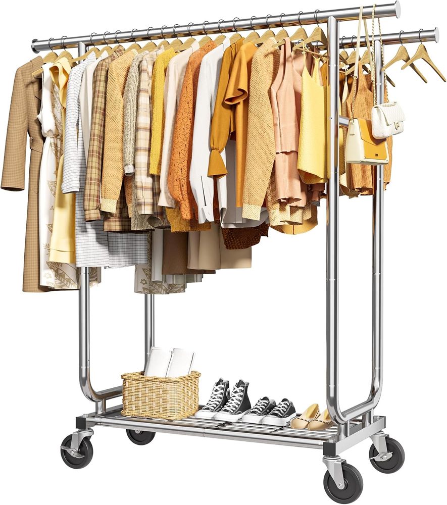 Sakugi Stainless Steel Double Rod Clothes Rack, 43.5x16.5x65.9 — view 2