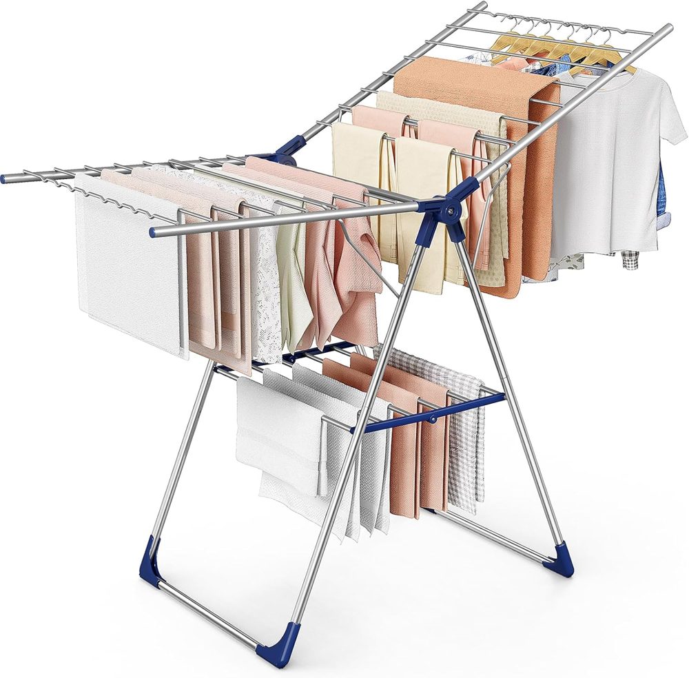 Sakugi Wing Clothes Drying Rack, 55.5" Adjustable Wings, Foldable — view 2