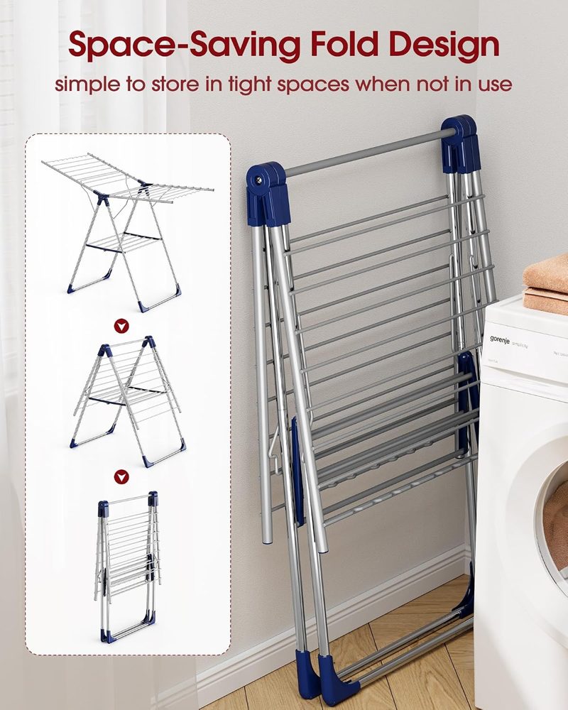 Sakugi Wing Clothes Drying Rack, 55.5" Adjustable Wings, Foldable — view 5