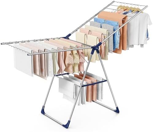 Sakugi Wing Clothes Drying Rack, 69.5" Adjustable Wings, Foldable